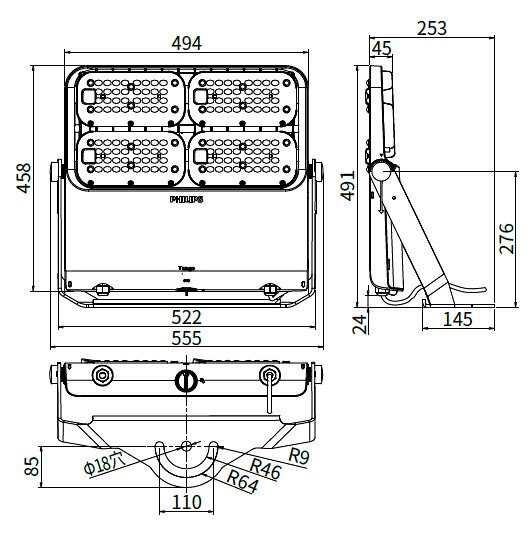 東芝　LED投光器　700W形B形メタルハライドランプ器具相当 　挟角タイプ　昼白色　...