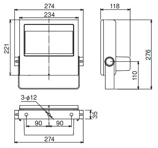 東芝　屋外用照明器具　LED小形投光器　重耐塩形　保護等級IP65　150W形コンパクト...