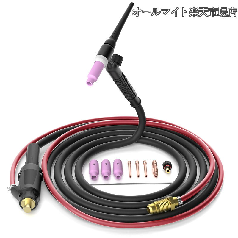Rakuten - 【送料無料】TIGトーチ 4M 空冷式TIG溶接トーチ 150A 半自動溶接機用トーチコード WP-17FV リフト TIG溶接用 M-140/M-180に対応