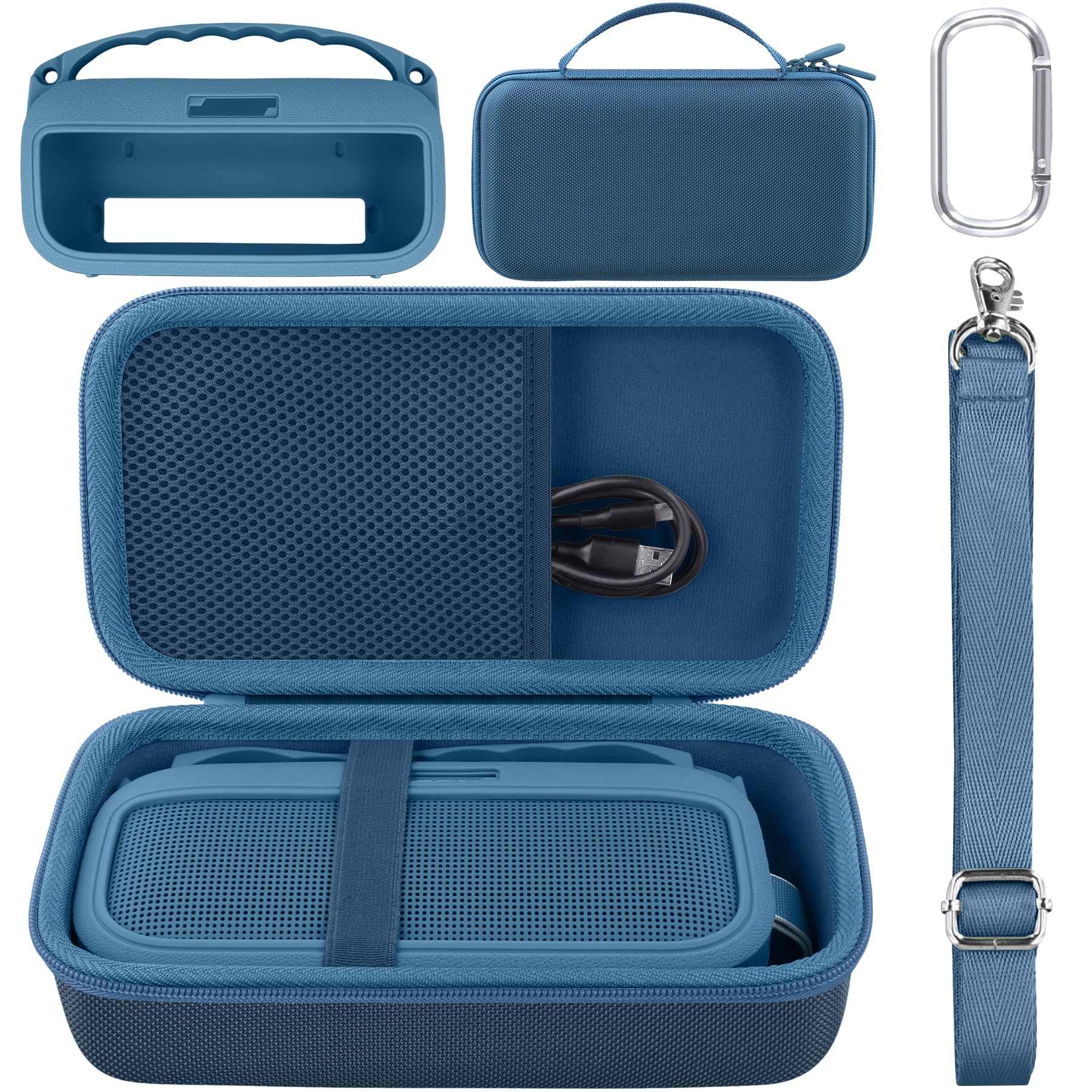 Flex Portable Speaker (第2世代) soundlink2 ワイヤレス Bluetooth スピーカーEVAケース 1個とシリコンケース 1個，ブルー‐co2CREA