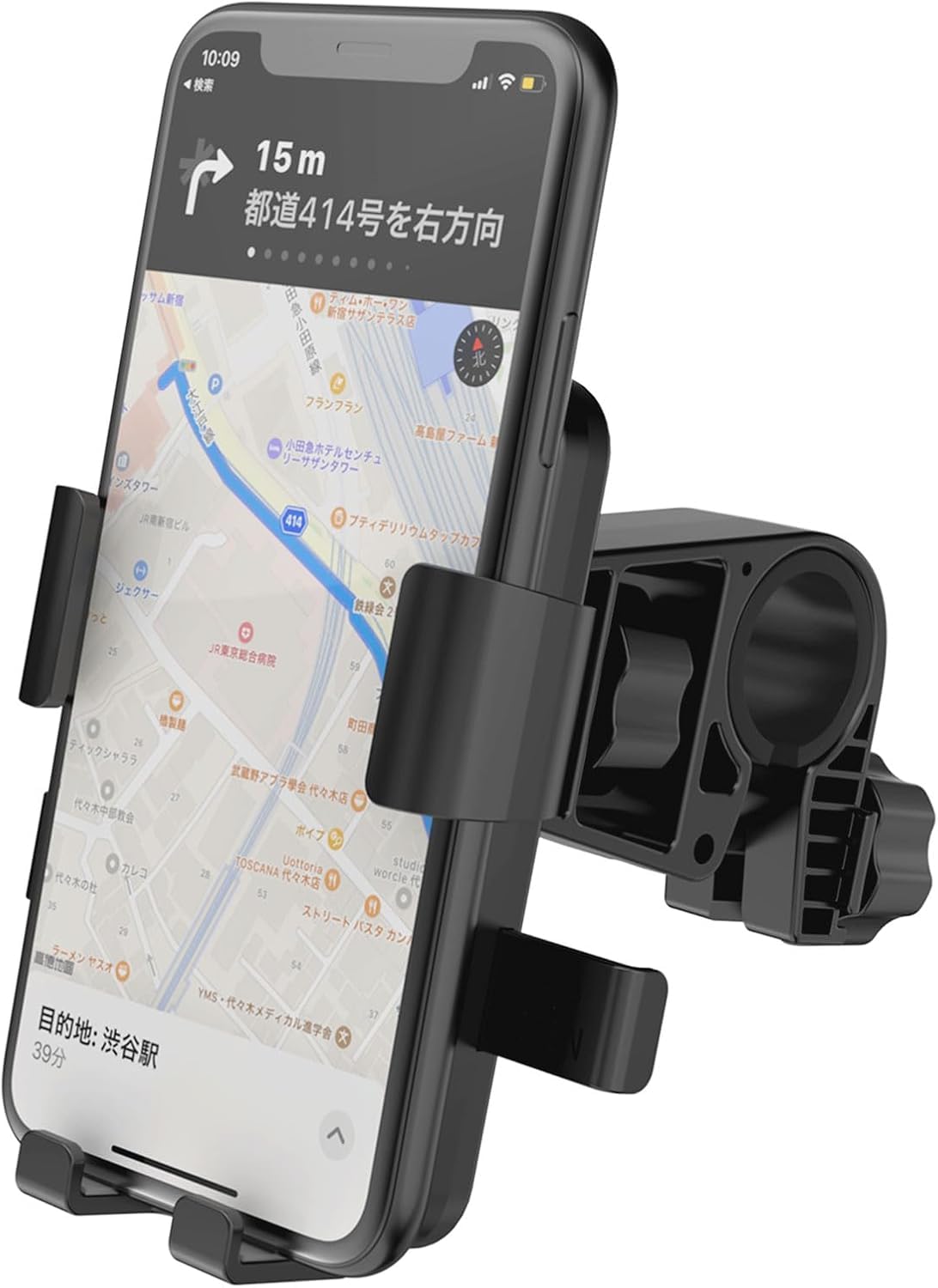 スマホホルダー 【2025 片手操作 自転車用 スマホ ホルダー スタンド ロードバイク ワンタッチ スマートフォン ホルダー 携帯ホルダー オートバイ バイク用 360度回転 脱落防止 iPhone 15 i-phone 14/13/12 android 5−7．2インチに対応 黒