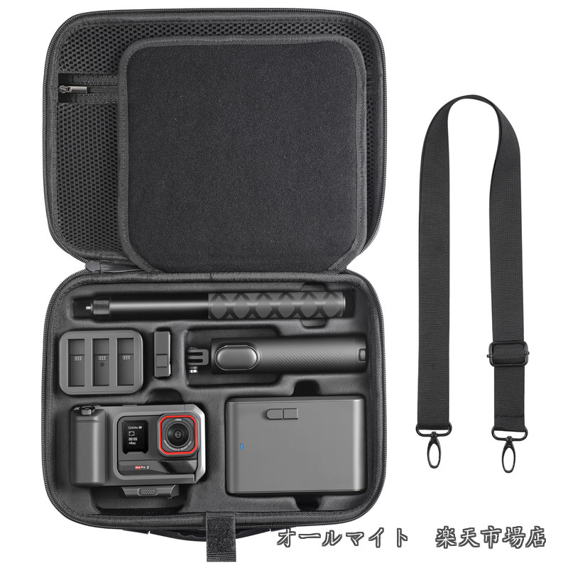 360 ACE Pro/ACE Pro 2 Xplorer Grip Proフラッシュプリントキット付属品ハードストレージトラベルバッグ拡張ケージ、Insta 360 Mini 2 in 1三脚/114 cm自撮り棒に適用