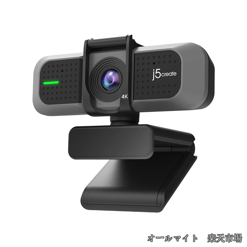 j5create 4K Ultra HD Webカメラ 4K 30fps 1078p 60fps 800万画素 2倍デジタルズーム 微光対応 f/2.0 レンズ ワイドレンズ 画角対角94° プライバシーシャッター