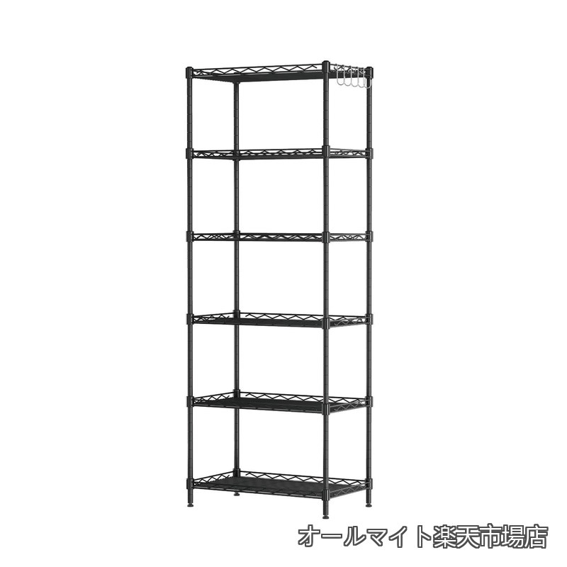 Rakuten - 【送料無料】収納 棚 ラック メタル スチール シェルフ キッチン収納 ワイヤーラック 55×30×160cm ブラック モダン
