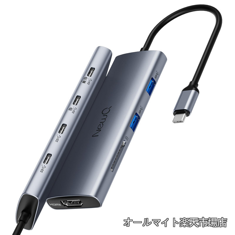 【送料無料】USB Cモニターハブ 8-in-1 ? USB-C PD給電 & ポータブルディスプレイ対応 トリプルディスプレイ出力（1×HDMI + 2×DP Alt）、4K@60Hz、Thunderbolt対応、10Gbps×6ポート、SD4.0
