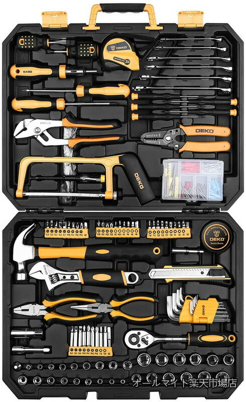 Rakuten - 【送料無料】198点組 工具セット ホームツールセット 家庭用 ツールセット 日曜大工 DIYセット 作業工具セット 家具の組み立て 住まいのメンテナンス用 修理道具セット 便利な収納ケース付き