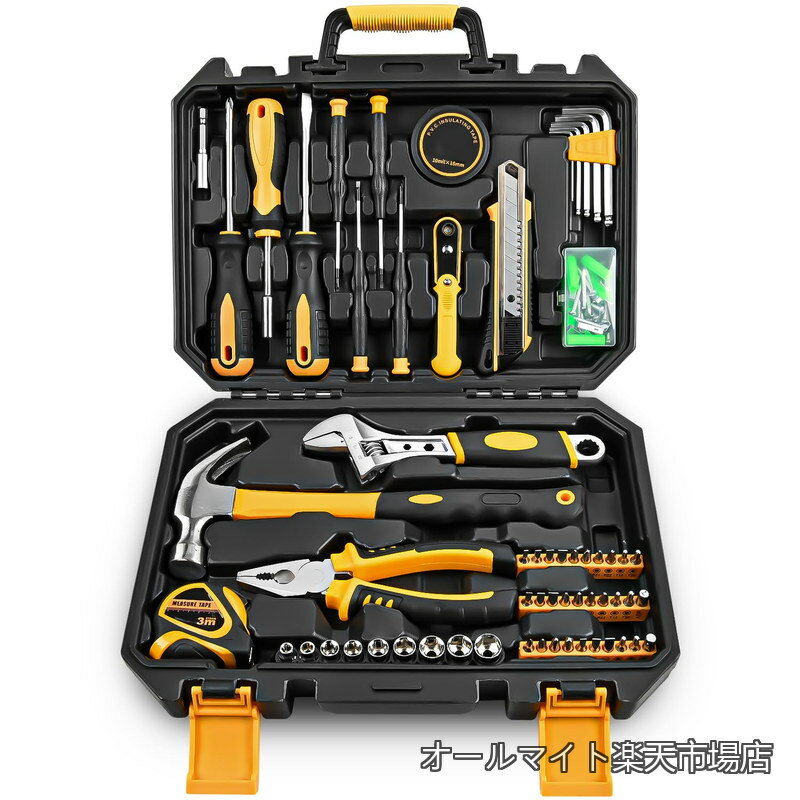 Rakuten - 【送料無料】工具セット100点? ホームツールセット ドライバーセット 家庭修理 工具箱 道具セット 日常ツールキット日常ツールキット 家庭用 バイク 自転車 車整備 家具組み立て DIYセット 修理道具セット 全100種類 貫通ドライバー&絶縁ドライバー搭載フルセット プラスチッ