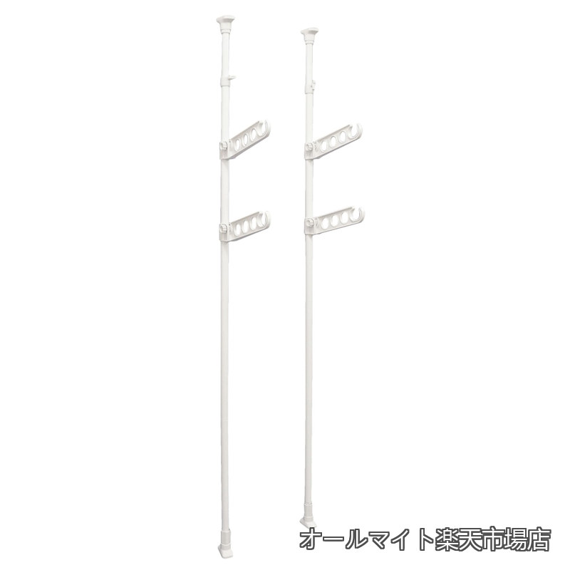 Rakuten - 【送料無料】SHINDO 室内物干し 竿受け 2段 ホワイト 耐荷重10kgx2 高さ175~275cm TMH-62 平安伸銅工業