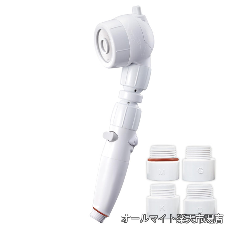 Rakuten - 【送料無料】シャワーヘッド 節水 高水圧 ヘッドが自由自在に動く 角度調整 水量調整 止水ボタン 3Dアースシャワー ヘッドスパ ホームユース ホワイト 日本製 3D-B6A