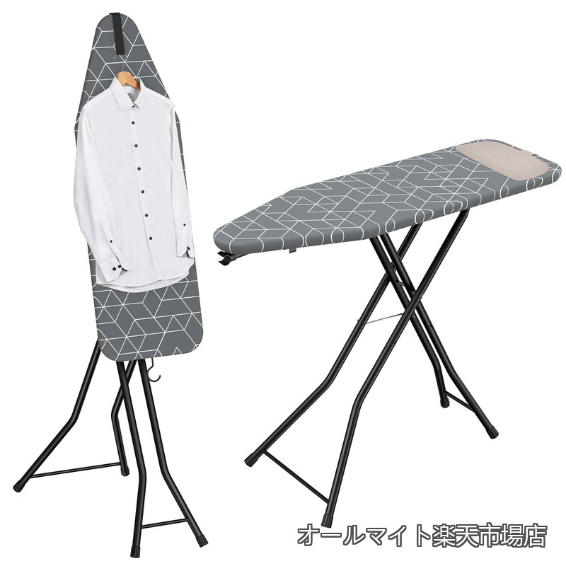 【送料無料】アイロン台 スタンド式 2-in-1 アイロン台＆スチーミングボード 頑丈なスチールフレームと滑り止め足付き 耐熱カバー 折りたたみコンパクトでフック＆アイロンパッド付き 約109 x 35 cm グレー