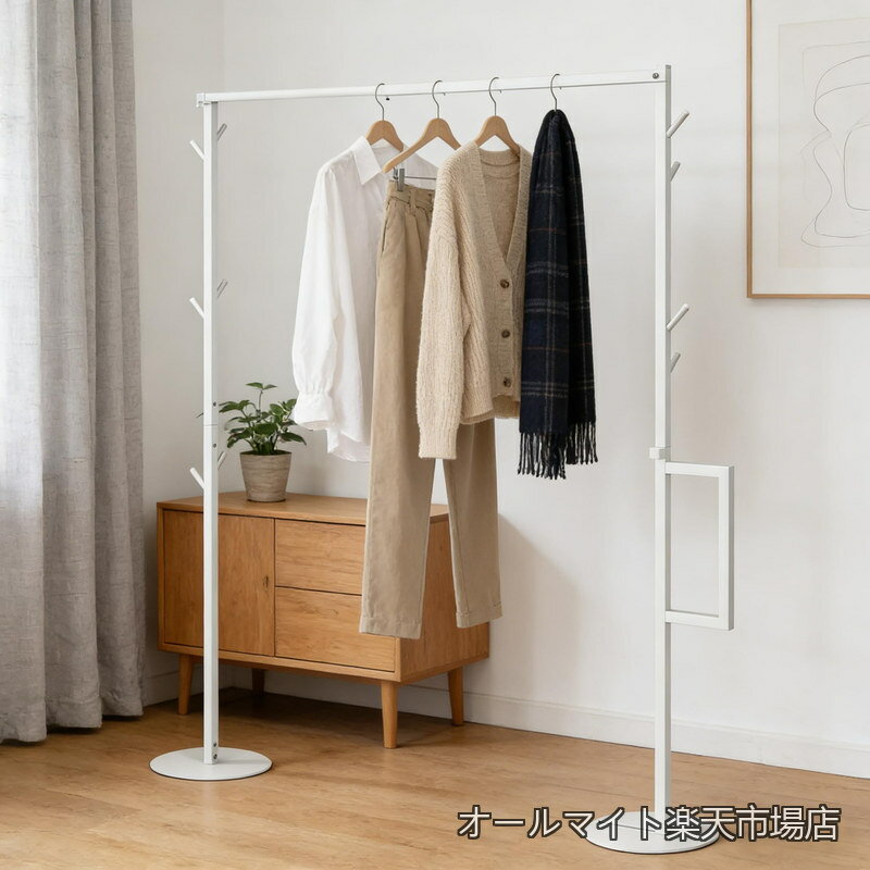 Rakuten - 【送料無料】約W75〜151×D25×H155cm 洗濯物干し 部屋干し ラック 布団干し 組み立て簡単 コンパクトに収納できる 底部滑り止め仕様 ホワイト