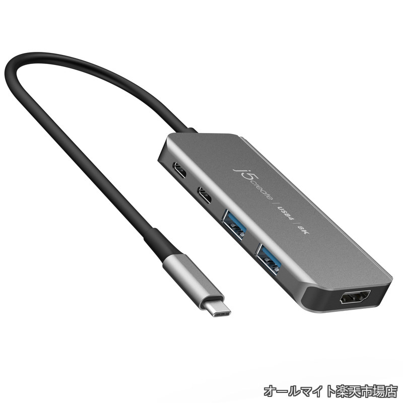 【送料無料】8K60 スリムハブ - 6イン1 USB4 ハブ 8K60/4K144 HDMI 85W PD 充電 Type-A x2 USB-Cポートx2 MacBook Windowsノートパソコン Thunderbolt 3/4 USB4 に対応 (JCH453)