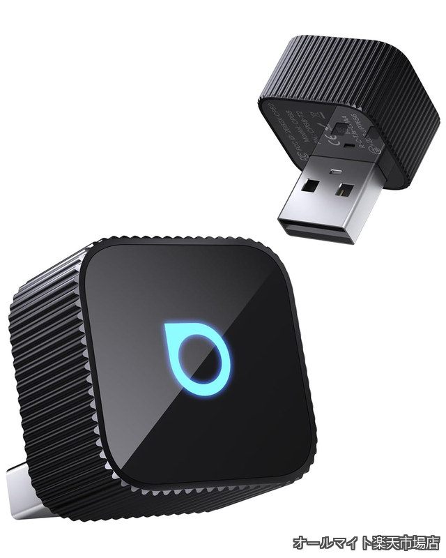 mini slim Ottocast ミニスリム CarPlay & Android Auto ワイヤレスアダプター USB-A対応 アンドロイドオート カープレイ自動接続 ハンズフリー通話 音楽再生 5GHz Wi-Fi対応 超小型 車載 スマートフォン接続 (ブラック)