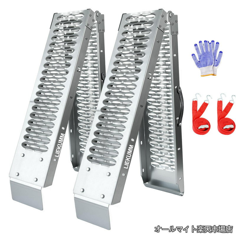 【送料無料】ラダーレール 2本 長さ170*幅22cm 耐荷重440kg スチール製 バイク ラダーレール 折りたたみ 滑り止め バイク スロープ除雪機 車載 軽トラ