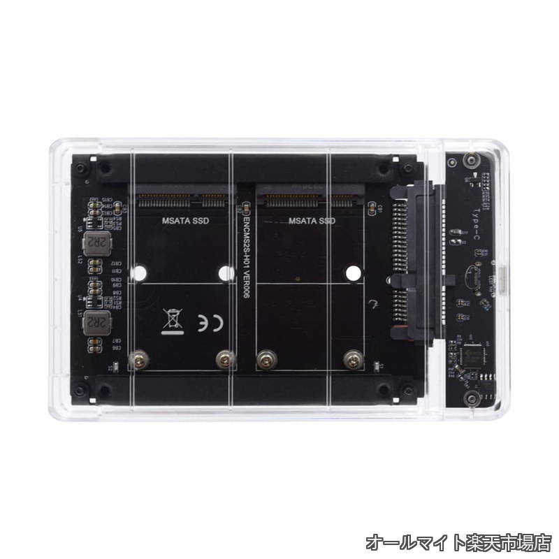【送料無料】デュアル MSATA ミニ SATA SSD カード JOBD Raid0 スパンブリッジ USB3.0 タイプ C USB-C 2.5 インチ SATA コンボエンクロージャ