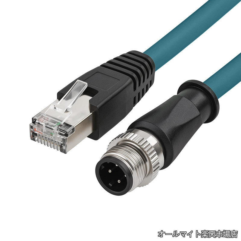 イーサネット M12 4ピン Dコード RJ45 ケーブル 防振 防塵 3M 工場でのセンサー接続用