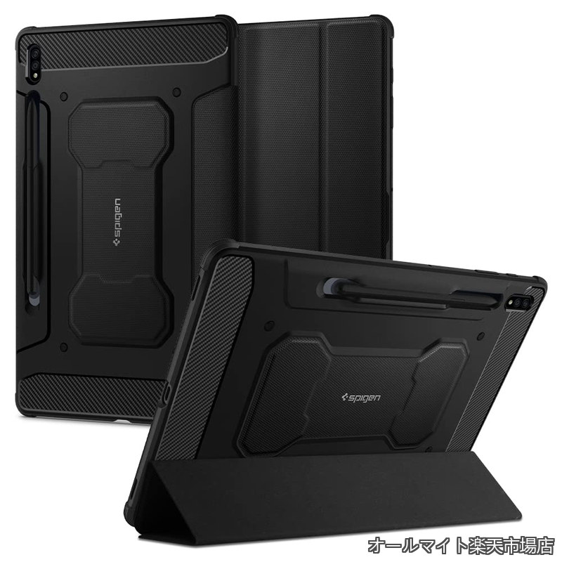 樂天商城 - 【送料無料】Galaxy Tab S8 Plus ケース with Spen 収納 Galaxy Tab S7 Plus ケース スタンド カバー タブレットケース S ペン収納 スタンド ホルダー付き 衝撃吸収 耐衝撃 ラギッド・アーマープロ ACS01607 (ブラック)