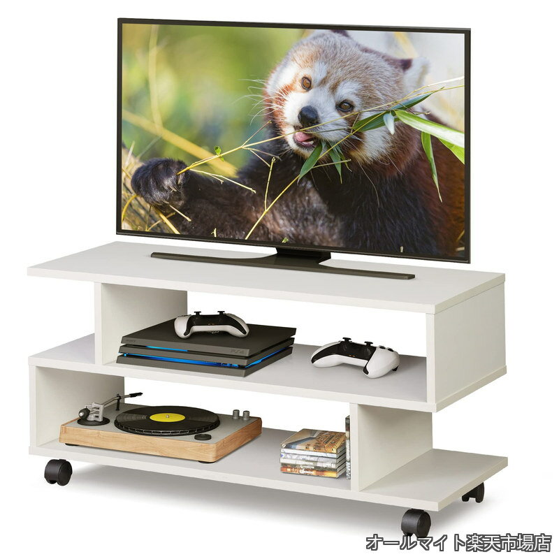 Rakuten - 【送料無料】テレビ台 テレビボード ローボード キャスター付き 幅80×奥行30×高さ39cm 24-37V対応 キャスター外しても利用可能 ロータイプ AV機器対応 コンパクト 組立簡単 ホワイト