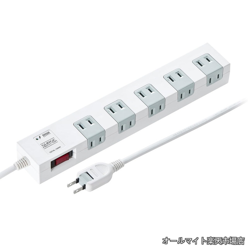 Rakuten - 【送料無料】電源タップ 10個口 3m 雷ガード マグネット 一括スイッチ付 延長コード ホワイト 700-TAP044-3W