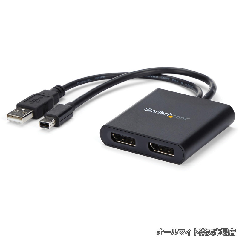 2ポートMSTハブ Mini DisplayPort - 2x DsiplayPort マルチモニタースプリッタ 4K対応 Windowsのみ対応 MSTMDP122DP