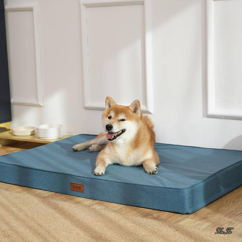 【送料無料】犬 ベッドクッション 防水 ペットベッド ペットマット 犬用ベッド 洗える さらさら 通気性 蒸れにくい 高反発 高齢犬 子犬 猫 多頭飼い 取り外せるカバー 滑り止め オールシーズン 中型犬 大型犬 洗える ペット用ベッド105x70x9cmブルー XLサイズ