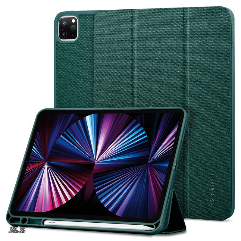 Rakuten - 【送料無料】iPad Pro 11インチ ケース (2022 2021 2020 2018)用 第4/3/2/1/世代対応 カバー スタンド Apple Pencil収納 耐衝撃 すり傷防止 ファブリック カバー 衝撃 吸収 アーバンフィット ACS01056 (ミッドナイト・グリーン)