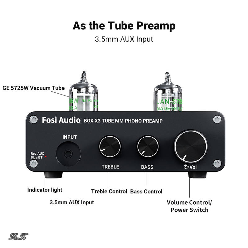 【送料無料】Audio BOX X3 フォノ 6J1真空管プリアンプ MMフォノグラフ用ターンテーブルプリアンプ Bluetooth 5.0 ミニ ステレオ Hi-Fi プリアンプ ホームオーディオシステムに最適（電源付き） allmight1-10009013 オールマイト 楽天市場店 サンプル画像3