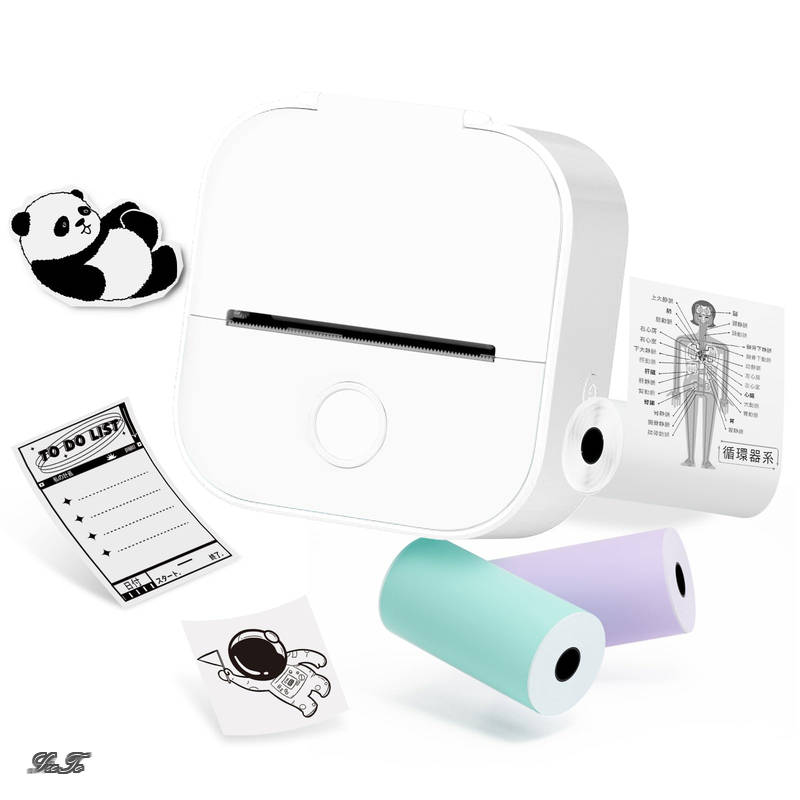 【送料無料】T02 Sticker Printer with 3 Rolls Paper Portable Thermal Printer Sticker Maker Machine for Study Notes Memo Journal Stickers Children DIY Gift Compatible with Phone Tablet White