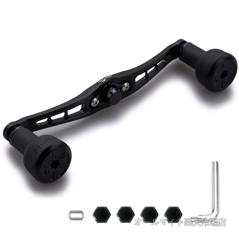 HEIGHTEN 120/92mm ベイト リール ハンドル 24mm TPE製 ノブ搭載 シマノ ダイワ アブガルシア 通用 ベイトリール 用 TPE Series (120mm-ブラック) (HT8901)