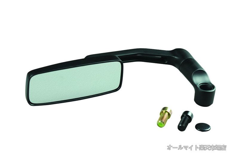 Rakuten - 【送料無料】FAITH) バイクミラー フラットローミラー スクエアタイプ M10 P-1.25(正/逆ネジ付属) 左右共通 ブラック 002861-06-10