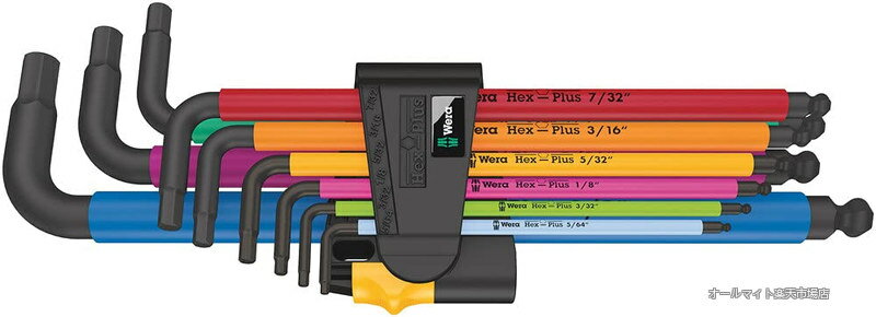 Rakuten - 【送料無料】Wera(ヴェラ) 05022640001 | 六角レンチセット ヘックスプラス 950/9 950/9 マルチカラー インチサイズ レーザー仕上げ 9点セット 【日本正規輸入品】