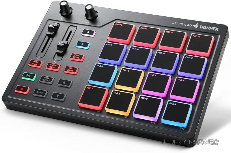 Donner MIDIコントローラー 16パッド USB Type-c 音楽制作 バックライト付き 日本語取扱説明書 STARRYPAD