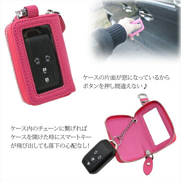 スマートキーケース レディース メンズ キーケース 窓付き クリア窓付き シングルジッパー Type-B ファスナー キーケース 収納 ケース カバー スマートキー ポケット キーリング スマートドア ポケットキー キュリオキー エンジンスターター スマートキーカバー