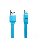 スマホ 充電器 REMAX リマックス microUSB 急速充電 転送ケーブル 2.1A 1.0m BREATHE ブルー LEDライト付き 丈夫 長持ち フラットケーブル おしゃれ 【RC-029m】(2)