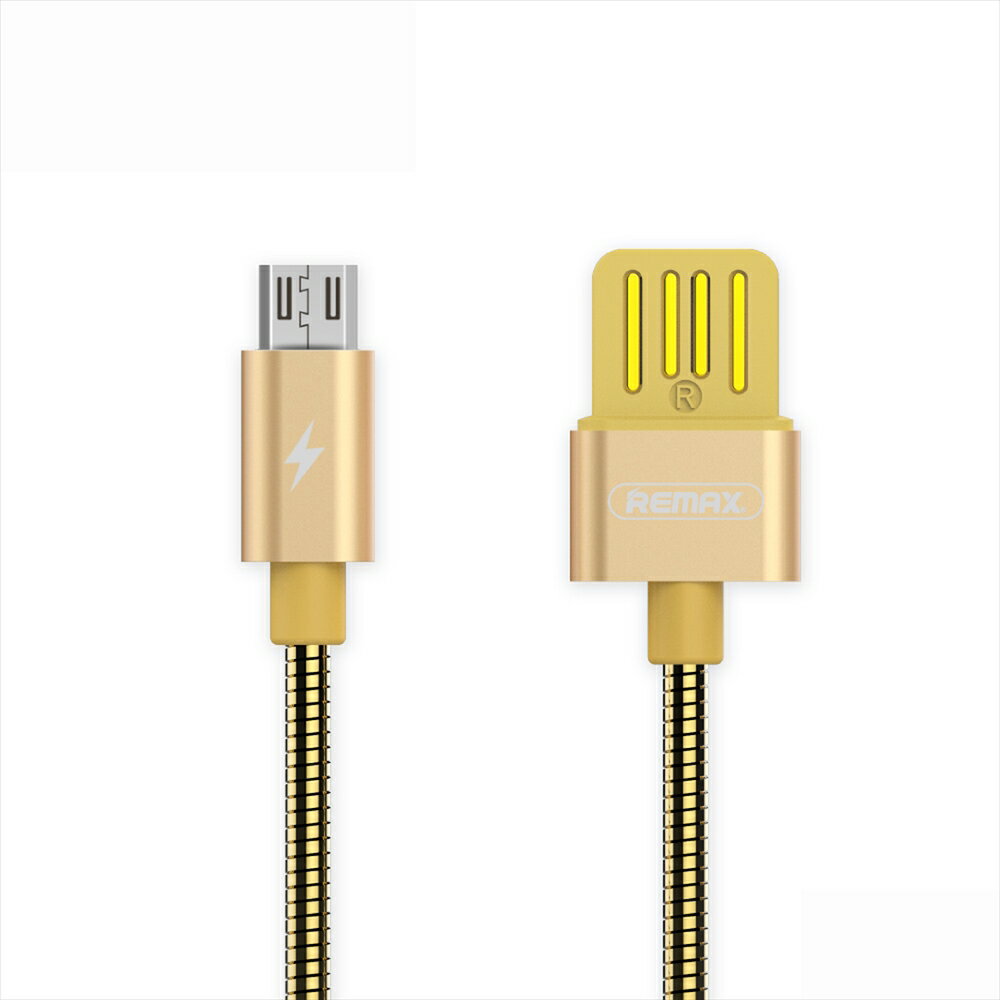 microUSB ケーブル マイクロusb ケーブル スマホ 充電器 REMAX リマックス 急速充電 転送ケーブル 2.1A 1.0m Silver Serpent ゴールド 金属 丈夫 耐久性のある 長持ち 4カラー 【RC-080m】