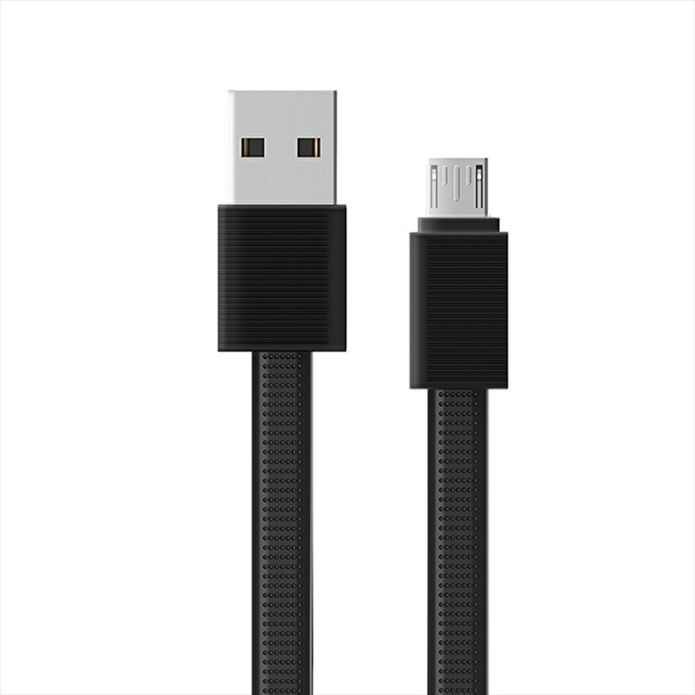 microUSB ケーブル マイクロusb スマホ 充電器 REMAX リマックス 急速充電 転送ケーブル 2.1A 1.2m PRODA Container ブラック フラットケーブル 耐久性 長持ち 抜き差し 簡単 