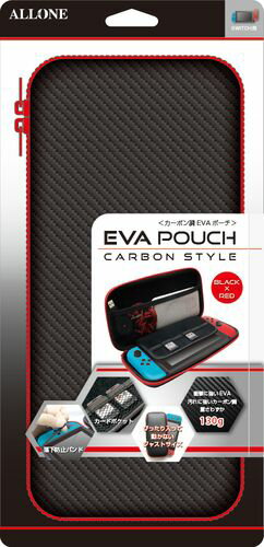 Switch有機EL/Switch用カーボン調EVAポーチ ブラック&レッド