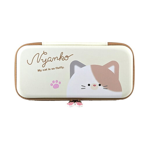 Switch有機EL/Switch用EVAカラーポーチ Q-LiAおててシリーズ みけねこ Switch有機EL/Switch用EVAカラーポーチ Q-LiAおててシリーズ みけねこ