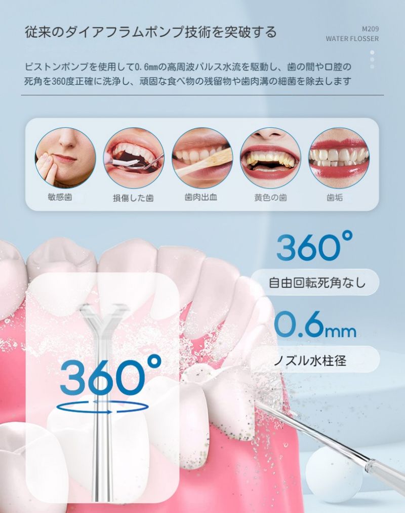 口腔洗浄器 パルスジェット マウスウォッシャー 替えノズル4本 4種類の水流モード ...