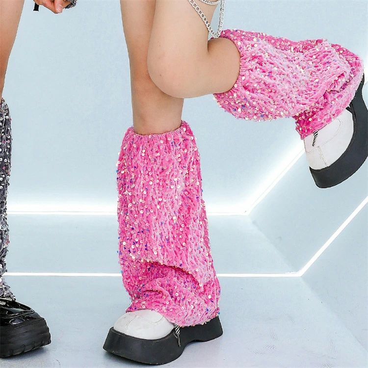 ダンス衣装 レッグウォーマー キッズ 女の子 レッグカバー シルバー hiphop 韓国 k-pop 衣装 ステージ衣装 レッグウォーマー ブラック グレー レッド ピンク キラキラ スパンコール ダンス用品 小物 チェーン レッグウォーマー アクセサリー 公演服 チアガール 練習着
