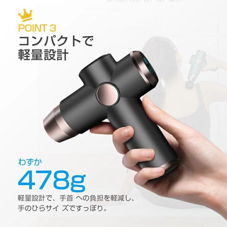alloneallのマッサージ機 電動 USB充電 小型 マッサージ ガン マッサージ器 ハンディ 軽量 女性 ミニ マッサージがん 顔 マッサージ機 小型 強力 首 ハンディ 腰 肩甲骨 背中 血行促進 自宅 ガン 携帯 ふくらはぎ ハンディガン マッサージャー ハンディマッサージ器｜アングル2