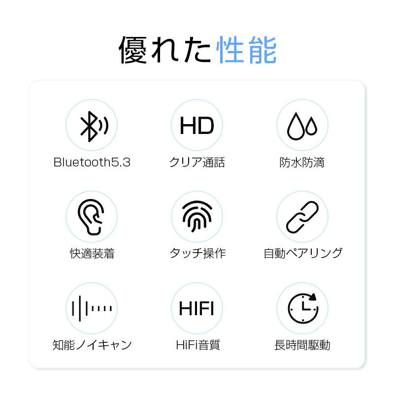 完全ワイヤレスイヤホン Bluetooth5.3 耳かけ式 カナル型イヤホン スポーツ向け TWSワイヤレスヘッドセット 長時間連続再生 100時間待受 自動ペアリング イヤホン HiFi ステレオサウンド 左右分離型 片耳/両耳モード ノイズキャンセリング allone123-10021388 alloneall サンプル画像3