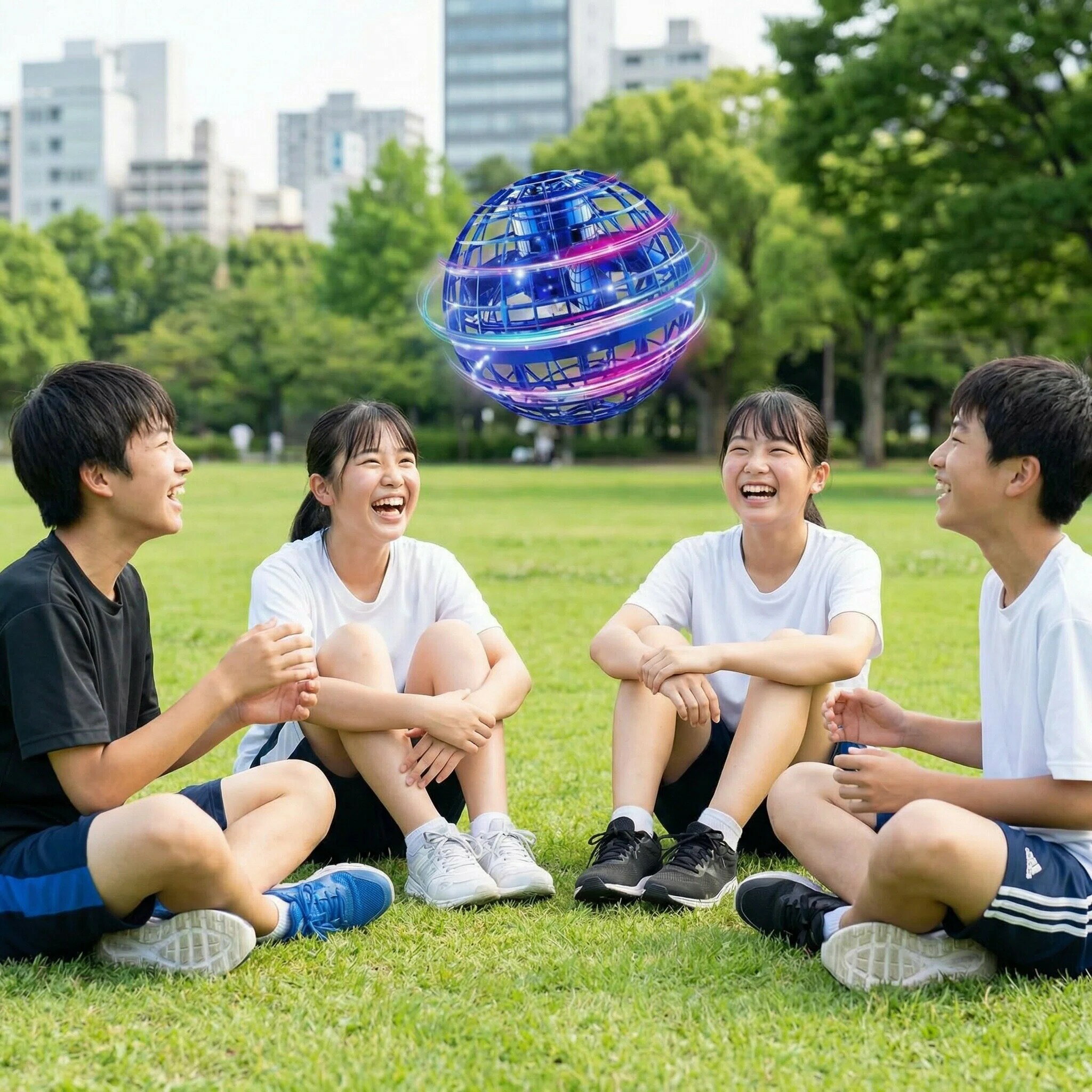 Rakuten - 2025 新発売！フライングライトボール 空飛ぶボールおもちゃ LED ライト付き 浮く・光る・回る ユニーク遊び体験