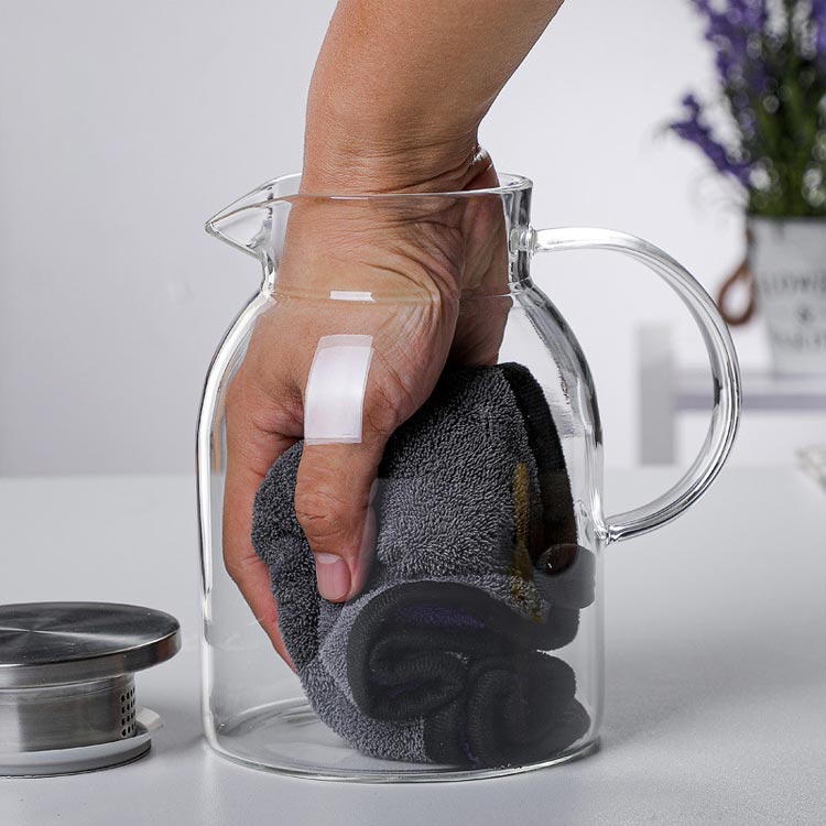alloneallの洗いやすい 耐熱 2000ml ホウケイ酸ガラス 1200ml 1800ml 直火電気ケトル対応 ガラスピッチャー ガラスケトル ティーポット 耐熱ガラス 大容量 直火 ステンレス茶こし一体型蓋 冷水ポット 冷水筒 水だし 麦茶入れ ガラスピッチャー 紅茶ポット｜アングル3