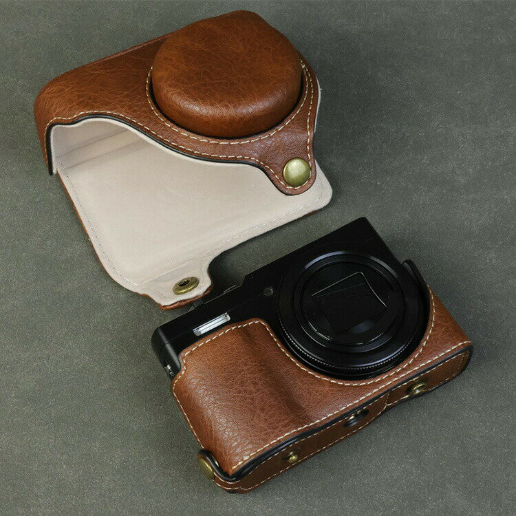 LUMIX DC-TZ99 ケース ZS99 カメラケース PUレザーハーフケース ショルダーストラ...