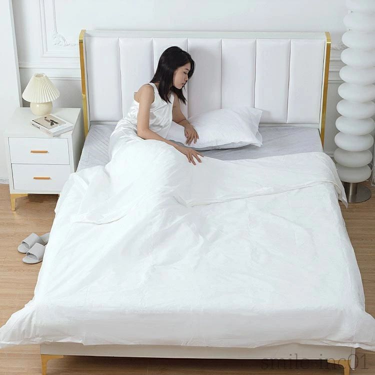枕カバー 備蓄用 掛布団カバー 寝具カバー 使い捨て不織布 シーツ シングルセット 防災用品 衛生用品 出張旅行 介護用 4点セット ダブルセット 不織布 [3]