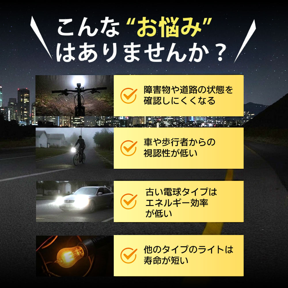 alloneallの通学用 夜間通勤 自転車ライト 自転車用ライト コンパクト 軽量 防塵 防眩 防水 残量表示付き USB充電 センサー自動点灯 100M照｜アングル2