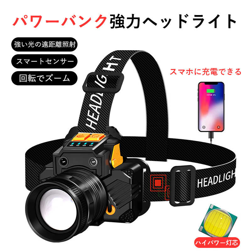 商品情報データは手動測定なので、誤差はあるランプビーズタイプ：T6出力電力：10W運行時間：4-8Hバッテリータイプ：内蔵2800mAhバッテリー充電方法：USB充電段階：3つのモード、強い光、弱い光、フラッシュ材質：アルミ合金+ ABSプラスチック重量：本体重量205g、ボックスUSBケーブル付き263gサイズ：44 * 83 * 87mm梱包サイズ：125 * 88 * 95mm他機能：ズーム可能、センサー可能、電量表示、パワーバンク機能