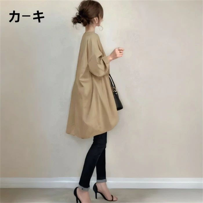 ワンピース&アウター 春服 体型カバー 薄手 バルーン袖フレアーコート 着回し力 ゆったり レディース スプリングコート 2