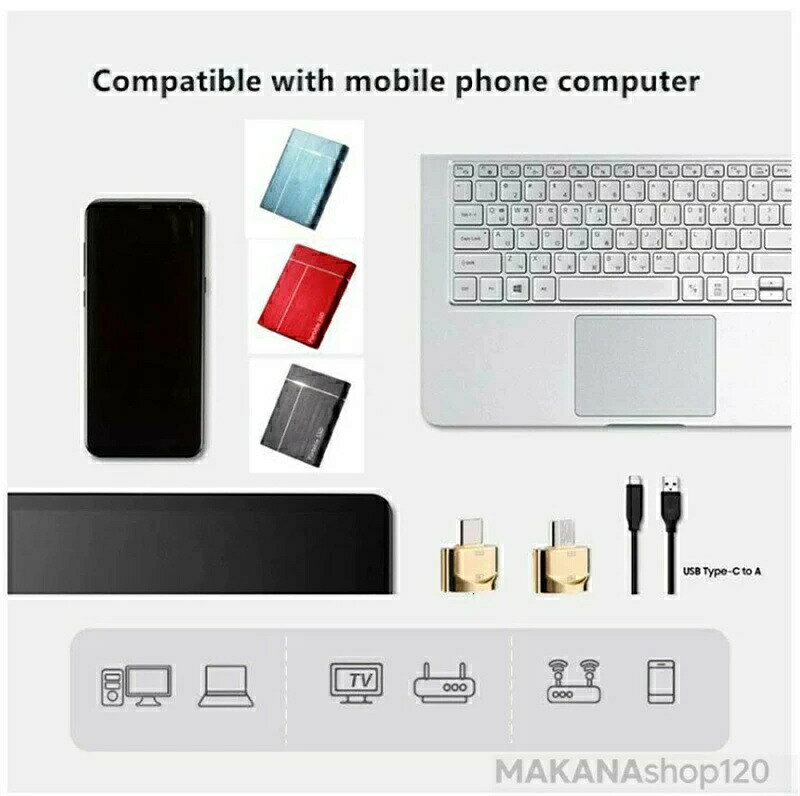 alloneallのType-C ポータブルSSD 外付けハードディス 2TB USB-A/USB-C両対応 超薄型ポータブル 耐衝撃【2026新登場】 ハードディスク スマ｜アングル2
